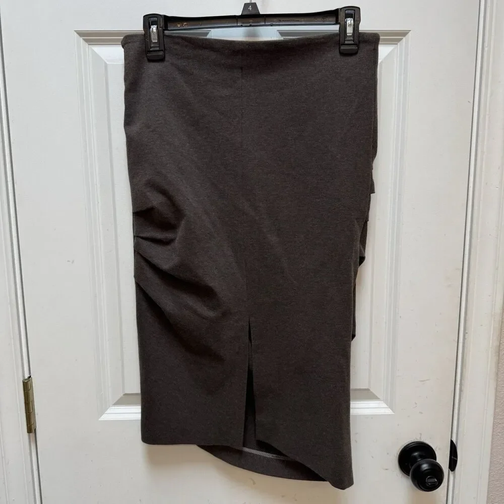 Brunello Cucinelli Skirt Cotton Stretch Brown Womens 4 Asymmetrical Rouched